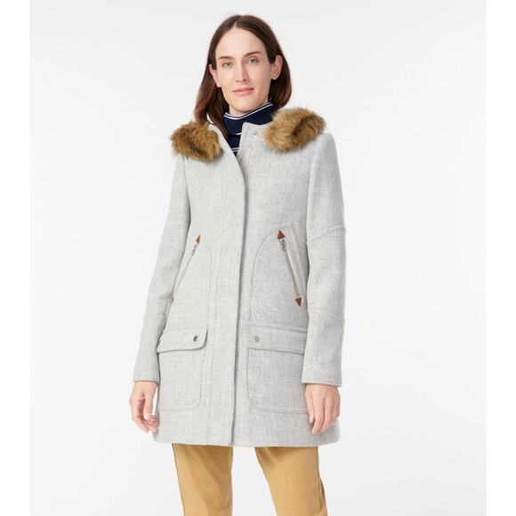J. CREW Chateau Parka Italian Wool Stadium Cloth Heather Dusk Gray Women's 4 - Picture 2 of 16